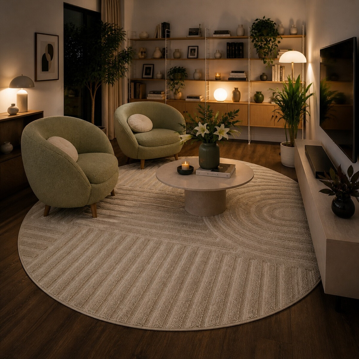 Kusový koberec Art 1121 Beige kruh – pohled z galerie