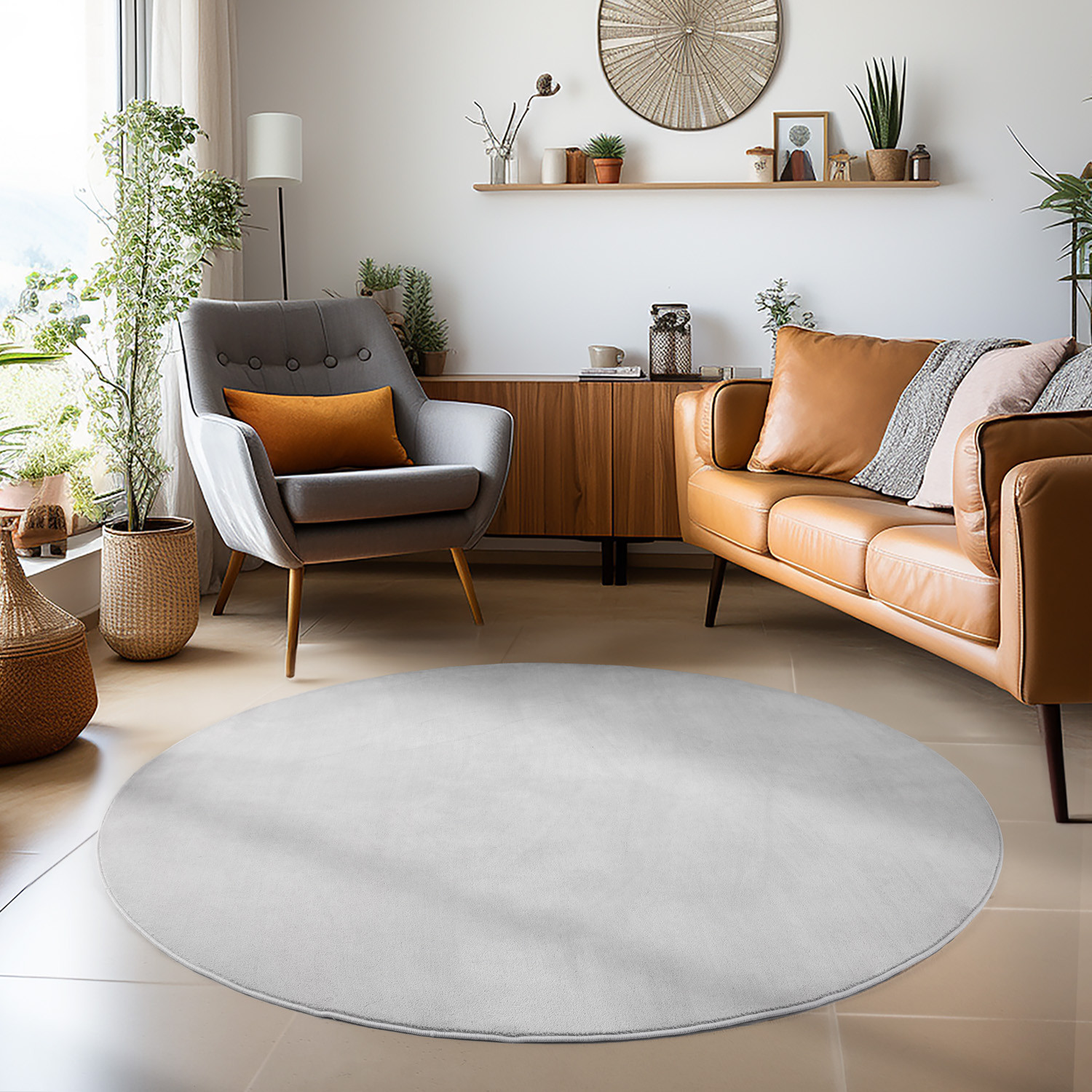 Kusový koberec Sky 5400 Silver kruh – pohled z galerie