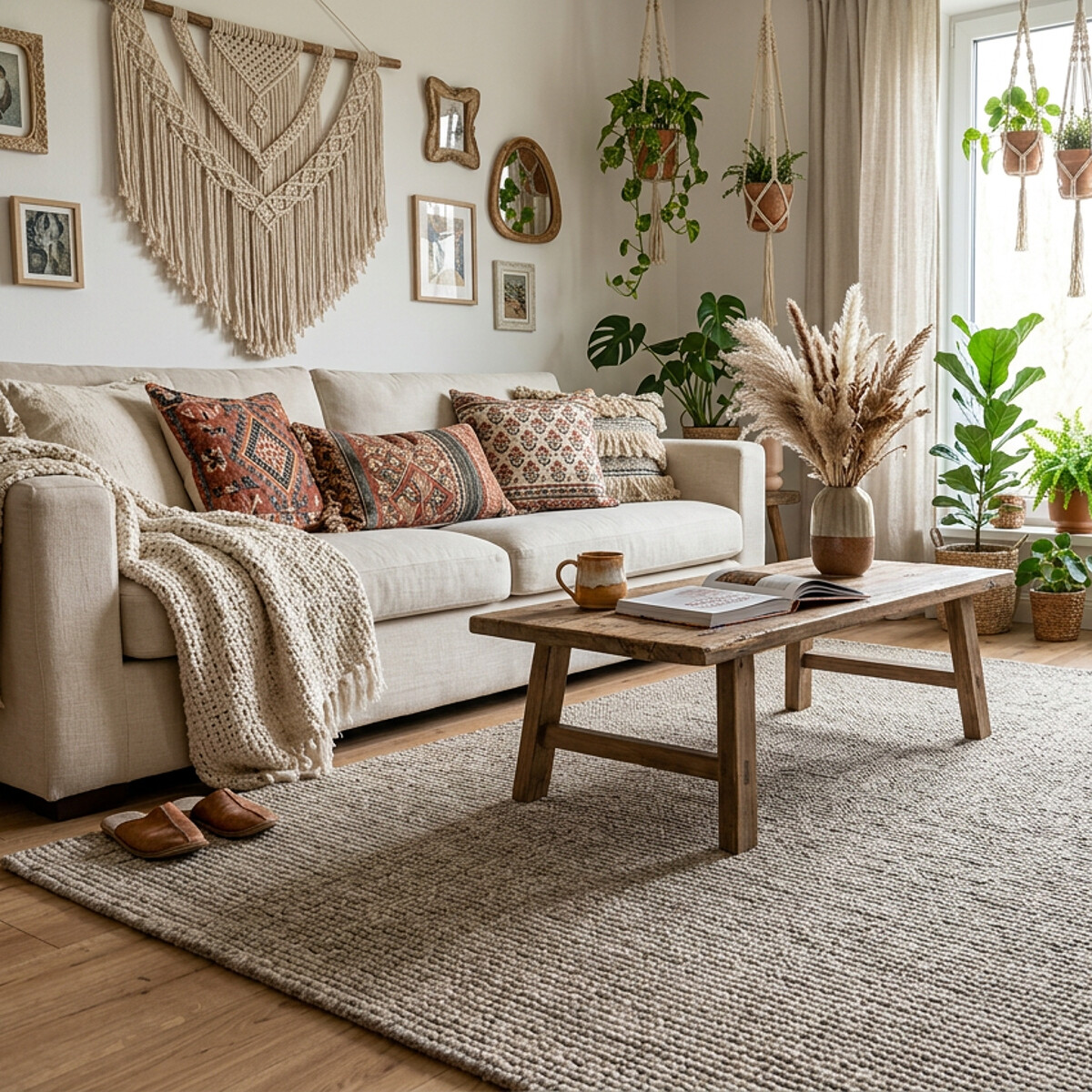Kusový koberec Bouclé Jute 105975 Grey Brown – pohled z galerie