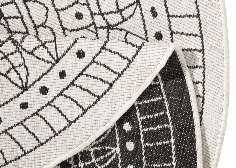 Kusový koberec Twin-Wendeteppiche 103101 creme schwarz kruh – na ven i na doma – detail z galerie