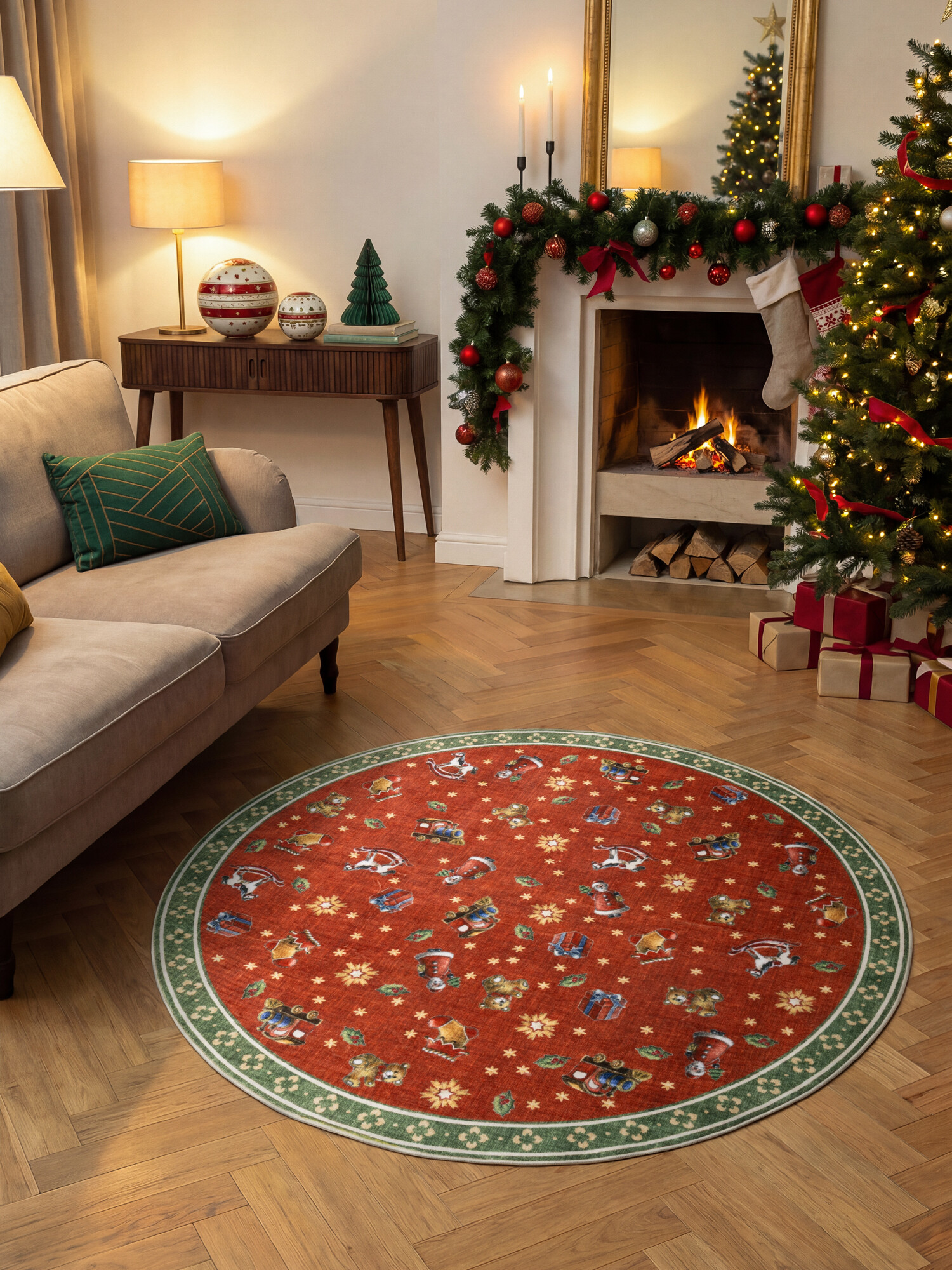 Kusový koberec Villeroy & Boch Toy's delight 106499 Red Green kruh – pohled z galerie