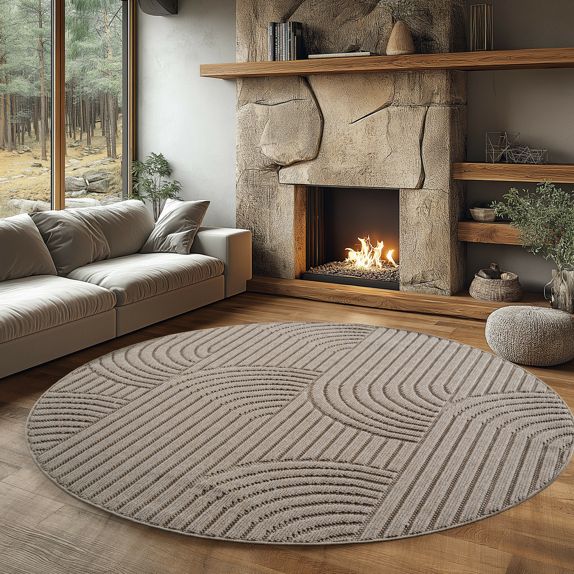 Kusový koberec Helix 2201 beige kruh – detail z galerie