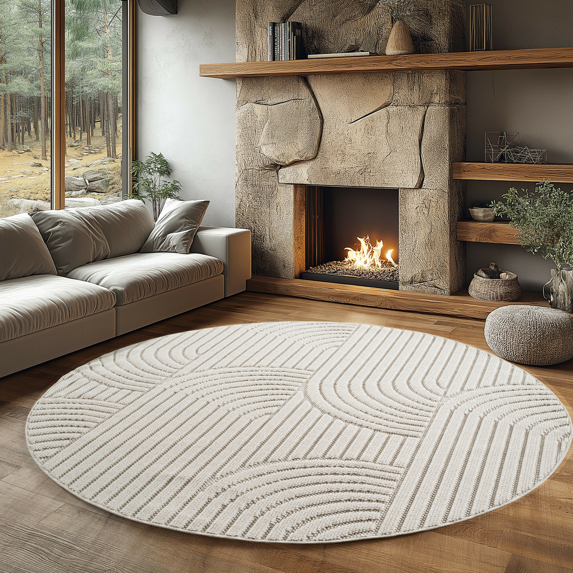 Kusový koberec Helix 2201 cream kruh – detail z galerie