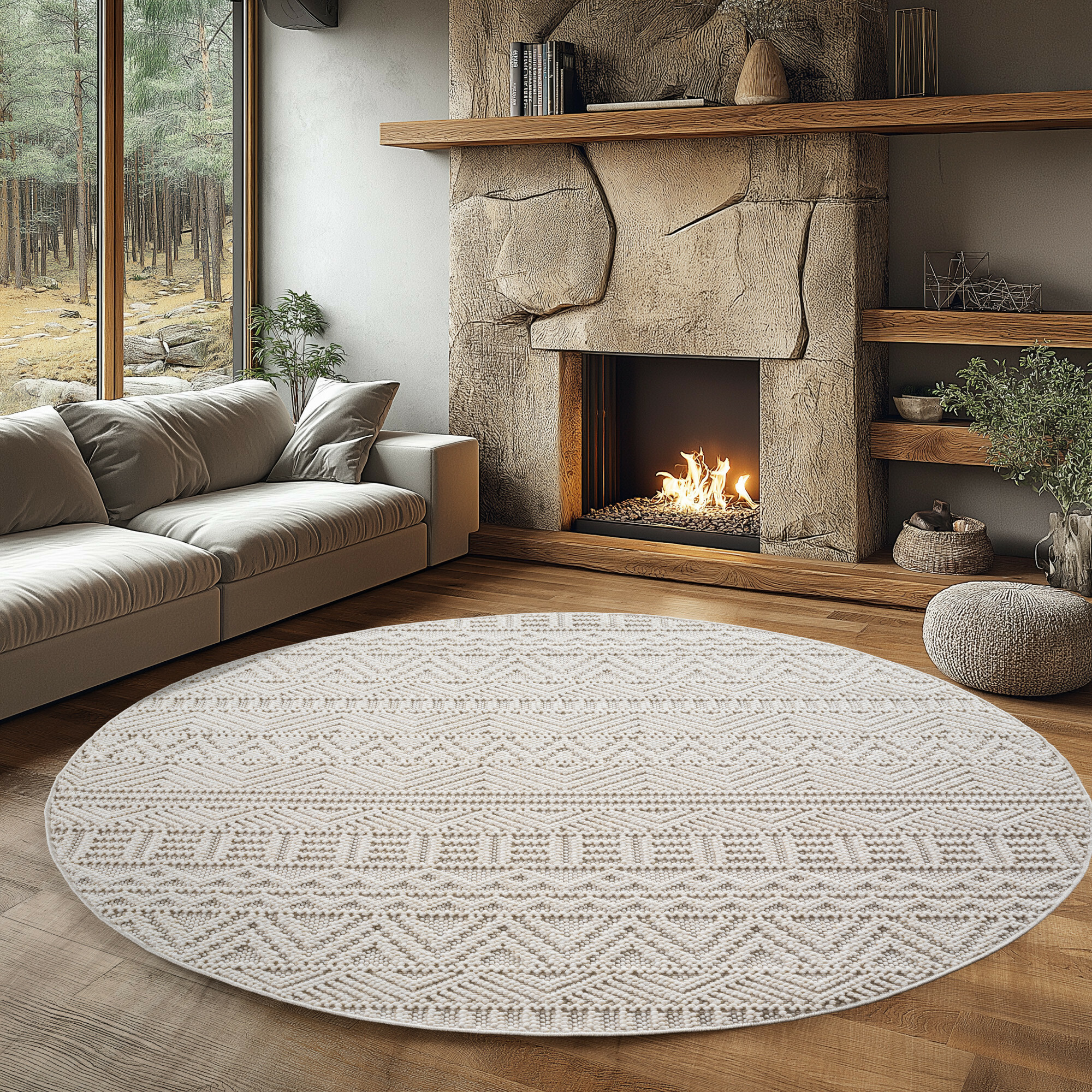 Kusový koberec Helix 2202 cream kruh – detail z galerie