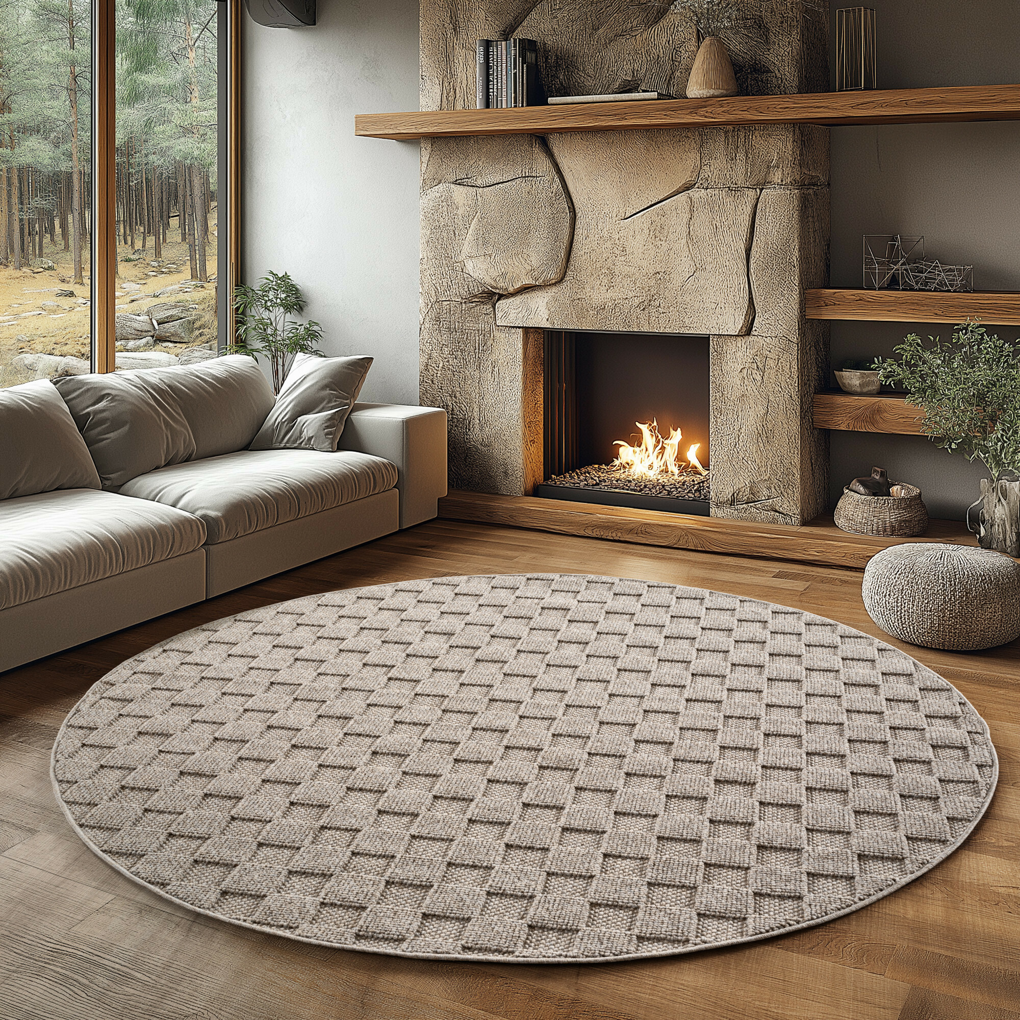 Kusový koberec Helix 2203 beige kruh – detail z galerie