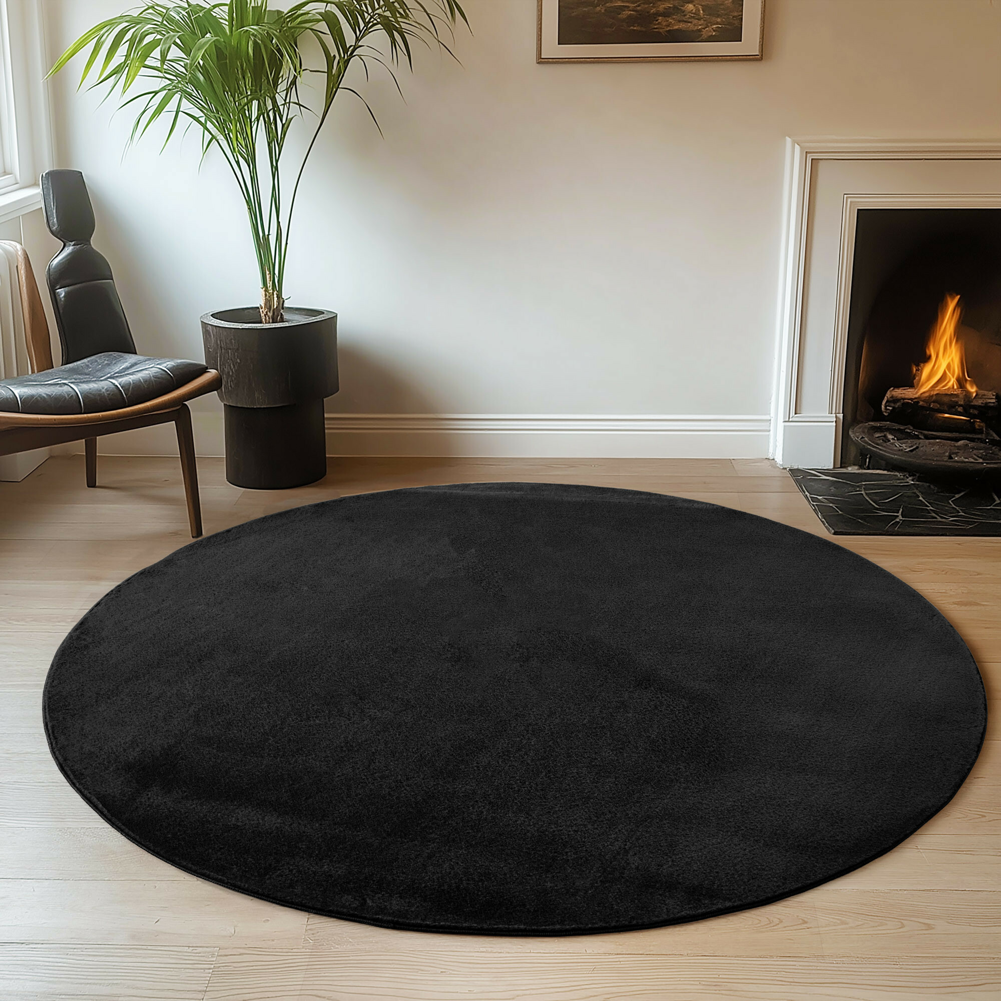Kusový koberec Joy 1400 black kruh – pohled z galerie