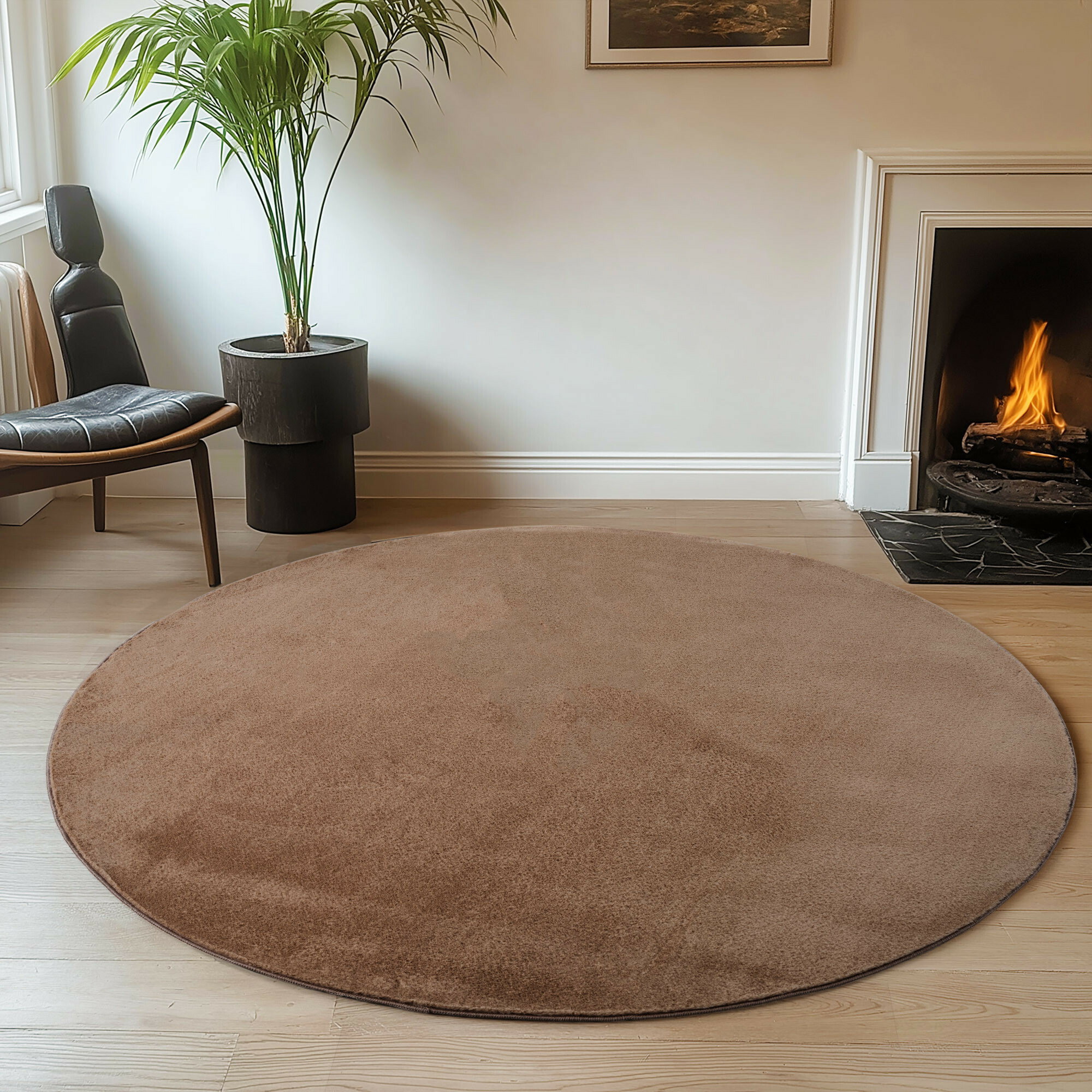 Kusový koberec Joy 1400 mocca kruh – pohled z galerie