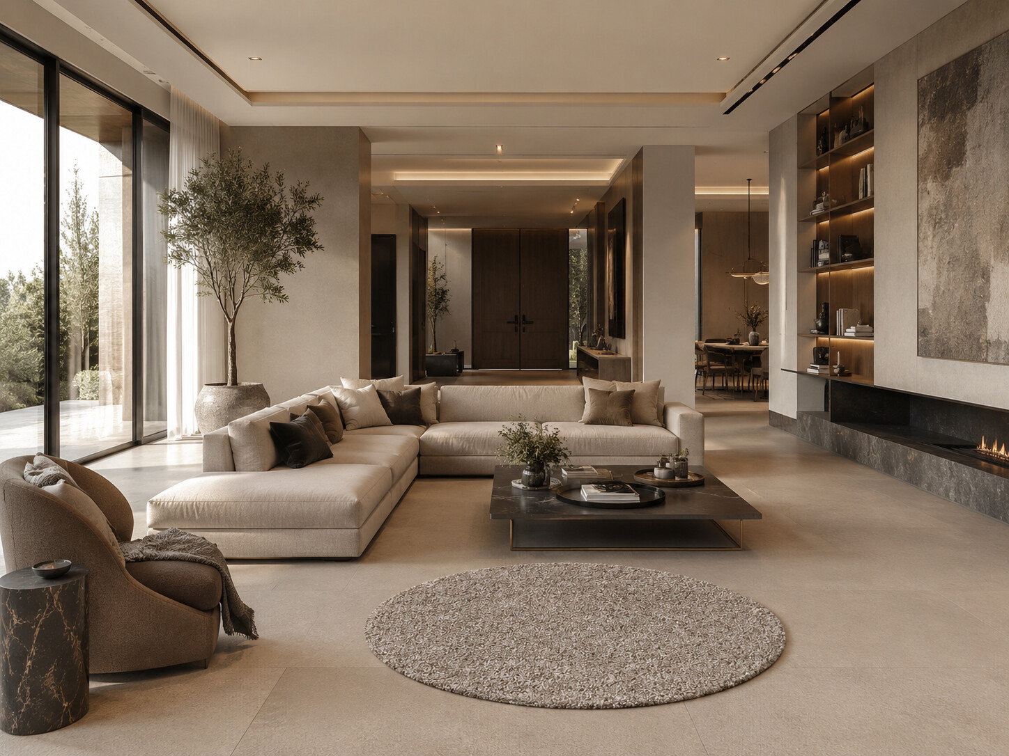 Kusový koberec Life Shaggy 1500 beige kruh – pohled z galerie