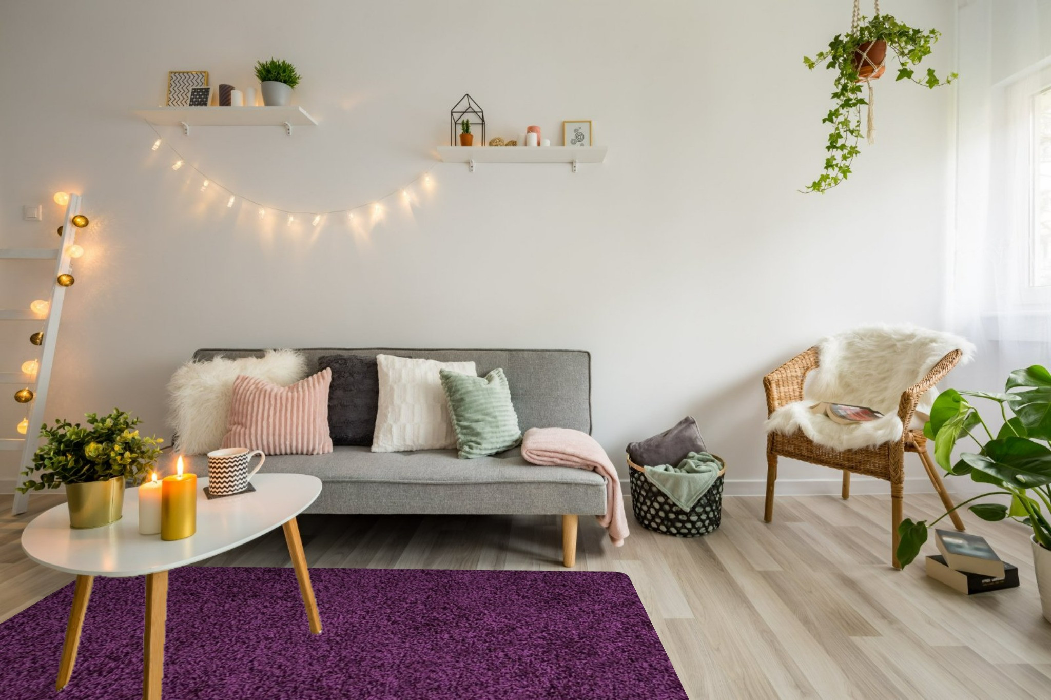 Kusový koberec Life Shaggy 1500 lila – pohled z galerie