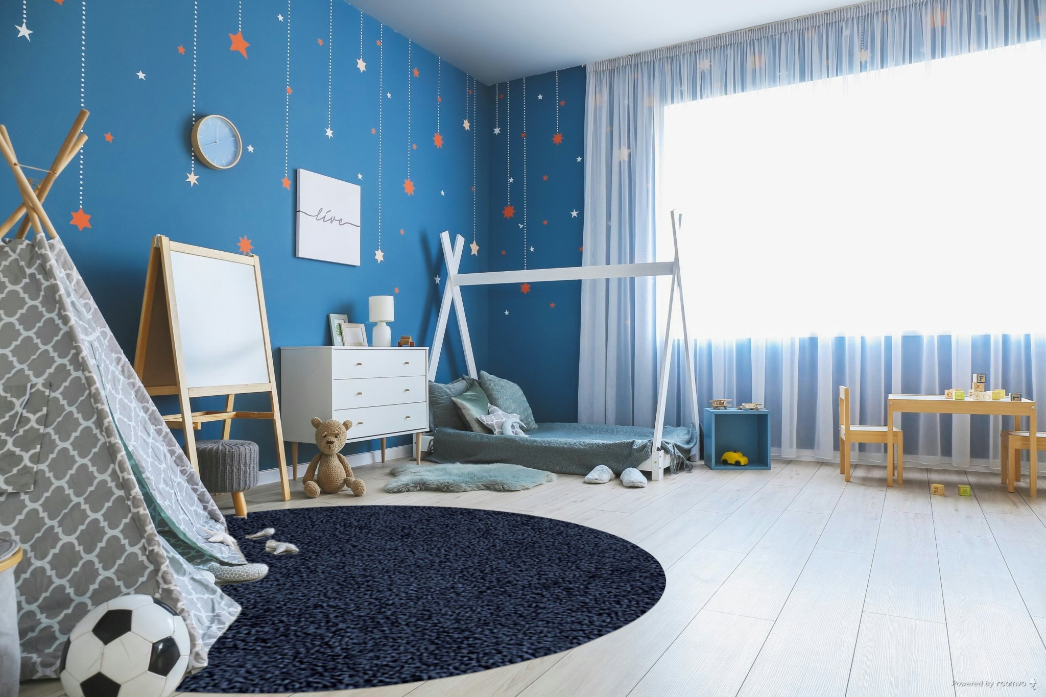 Kusový koberec Life Shaggy 1500 navy kruh – pohled z galerie