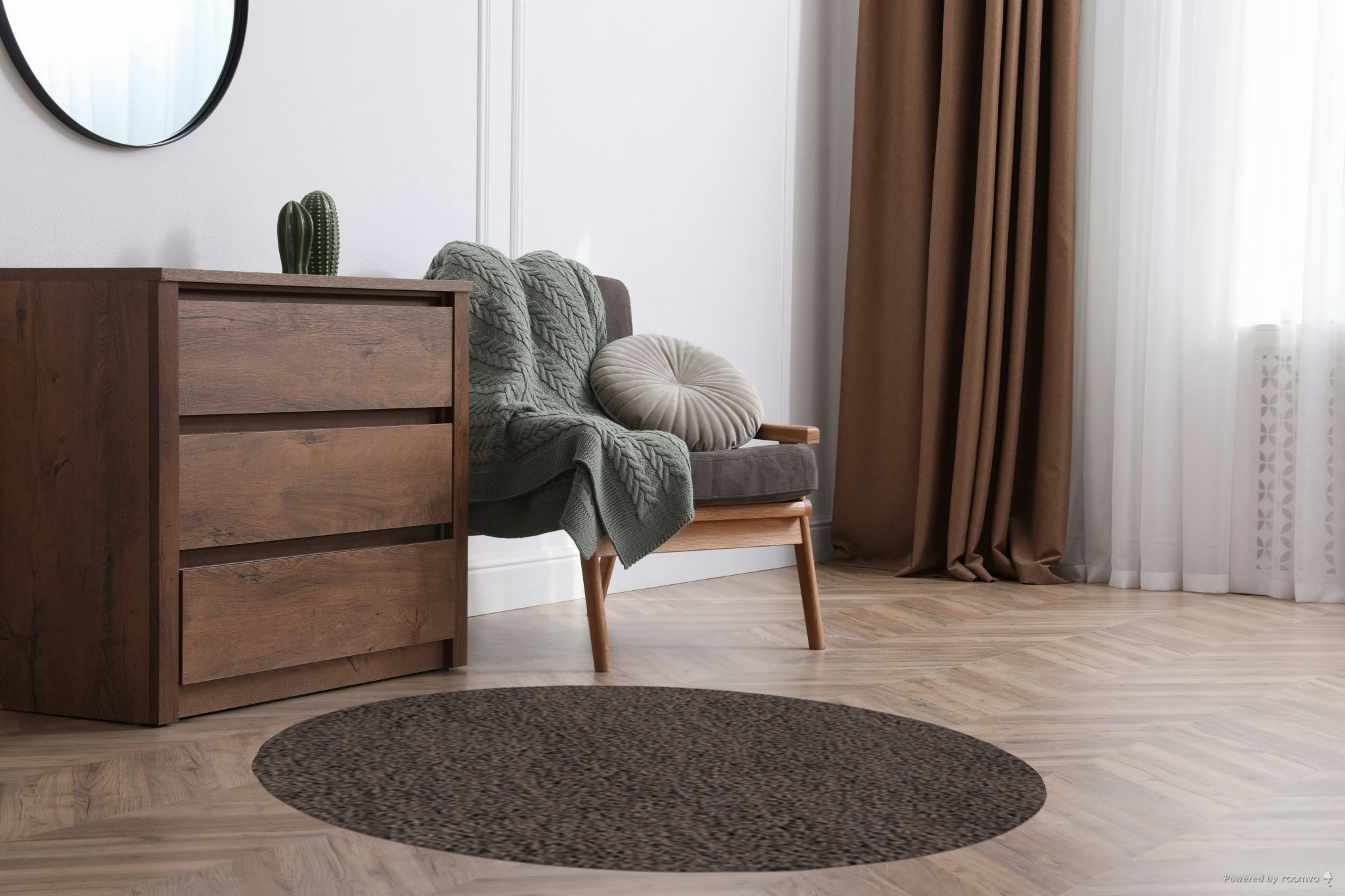 Kusový koberec Life Shaggy 1500 taupe kruh – pohled z galerie