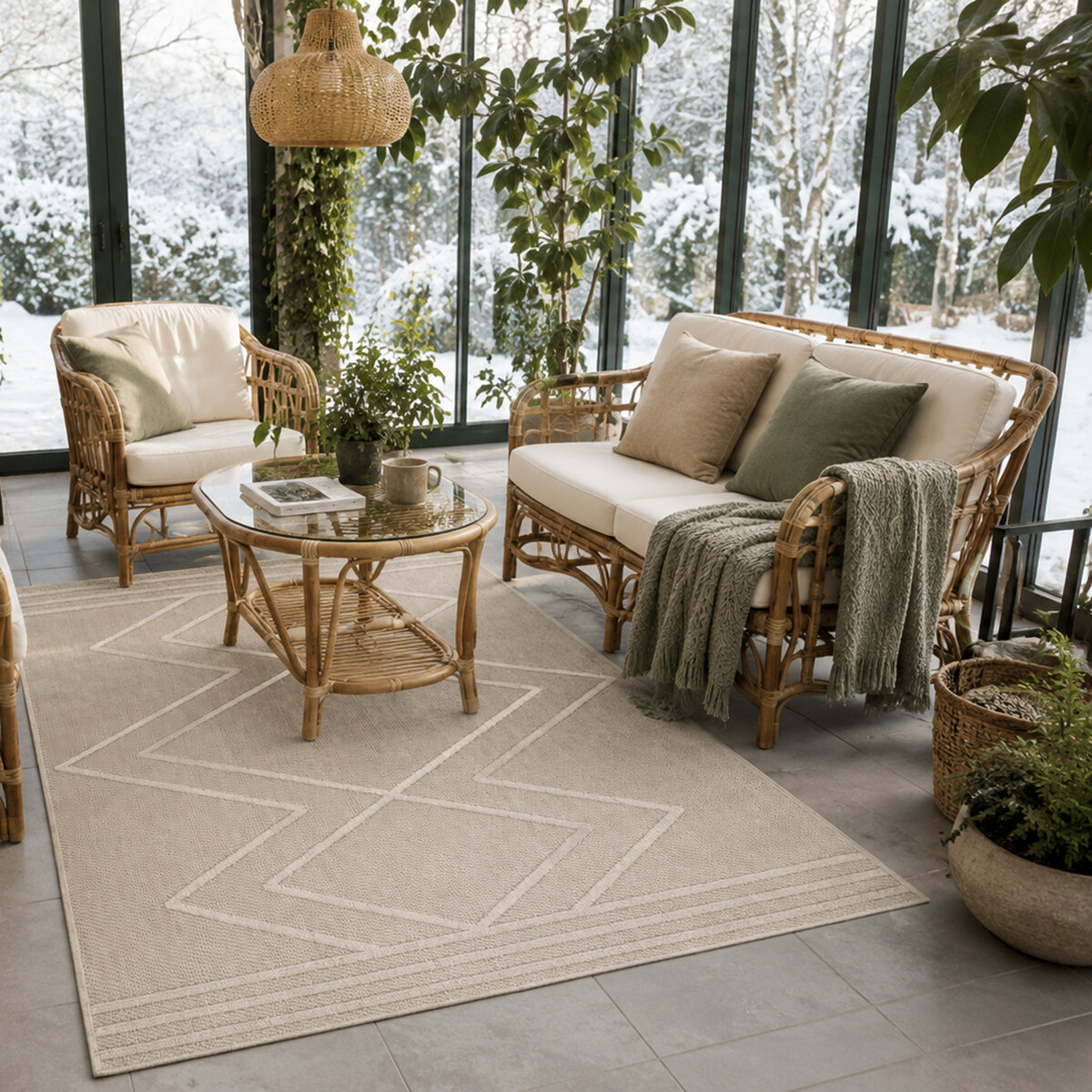 Kusový koberec Patara 4954 Beige – na ven i na doma – pohled z galerie