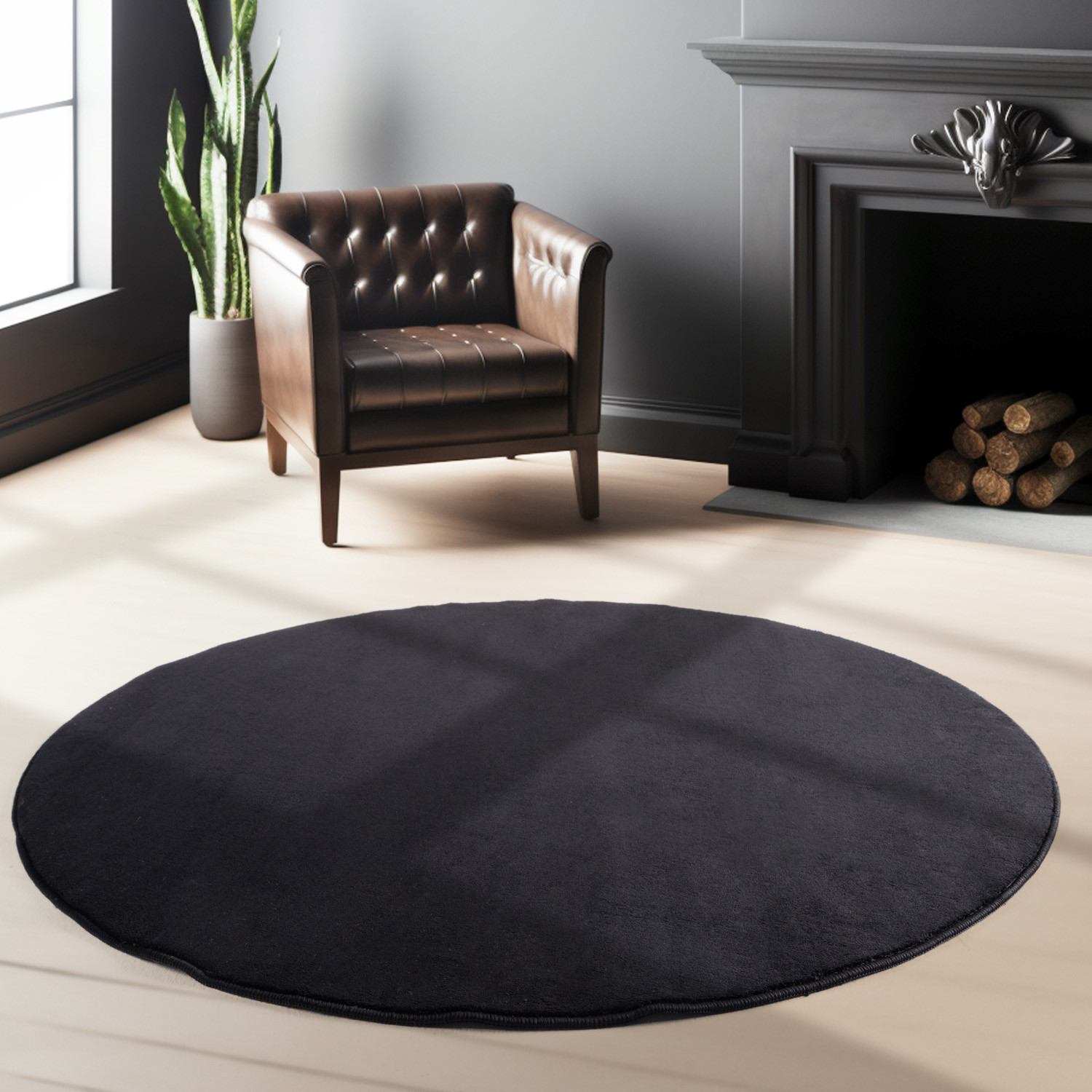 Kusový koberec Sky 5400 Black kruh – pohled z galerie
