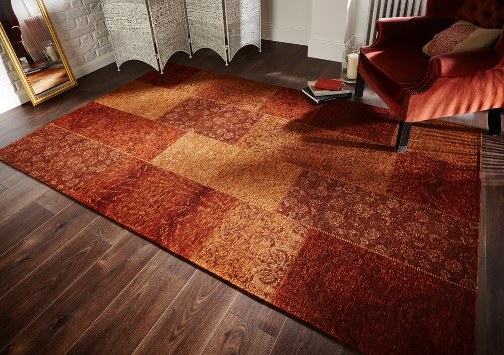 Kusový koberec Manhattan Patchwork Chenille Terracotta – pohled z galerie