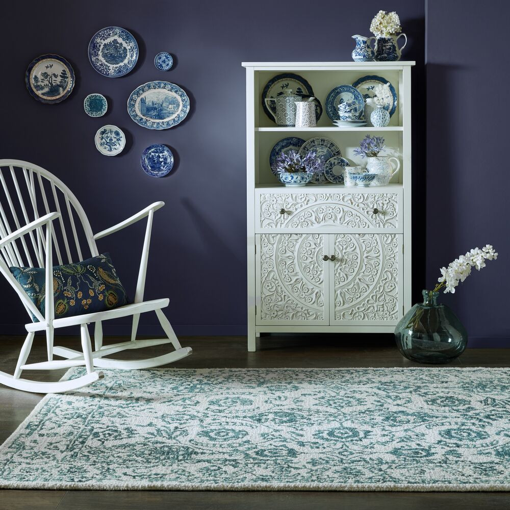 Kusový koberec Wool Loop Yasmin Ivory/Blue – pohled z galerie
